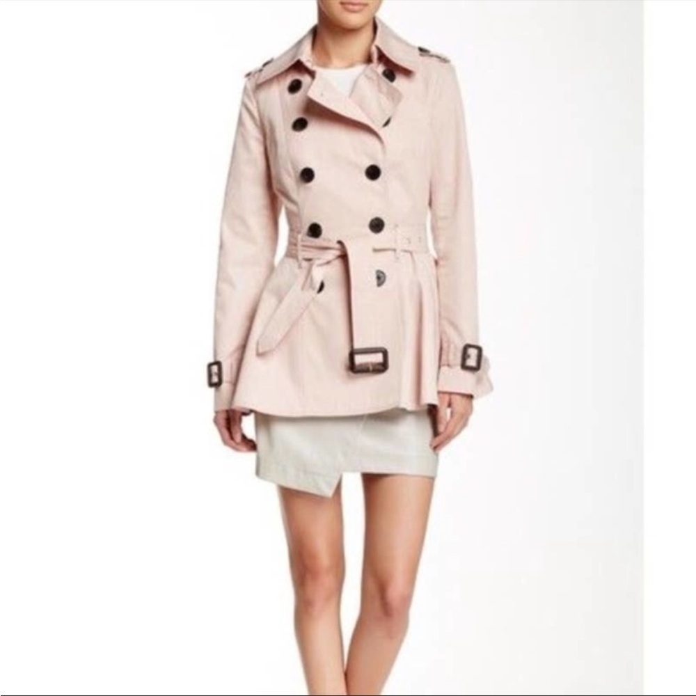 𝅺bcbgeneration Double Breasted Spring Trench Coat Waterproof Pink Size S - Picture 2 of 16